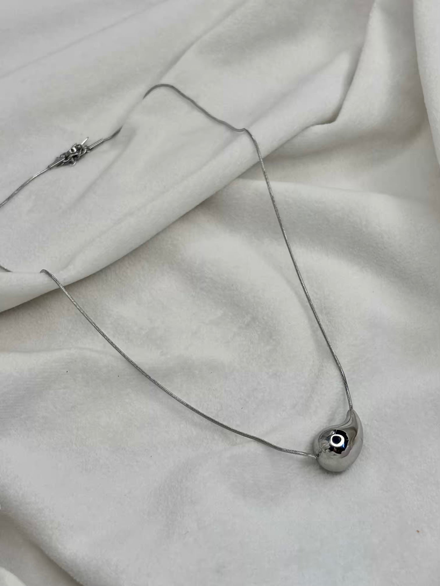 Drop Shaped Necklace ( Silver Plated )