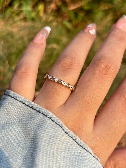 Light Pink Thin Evil Eye  Band Ring - Adjustable
