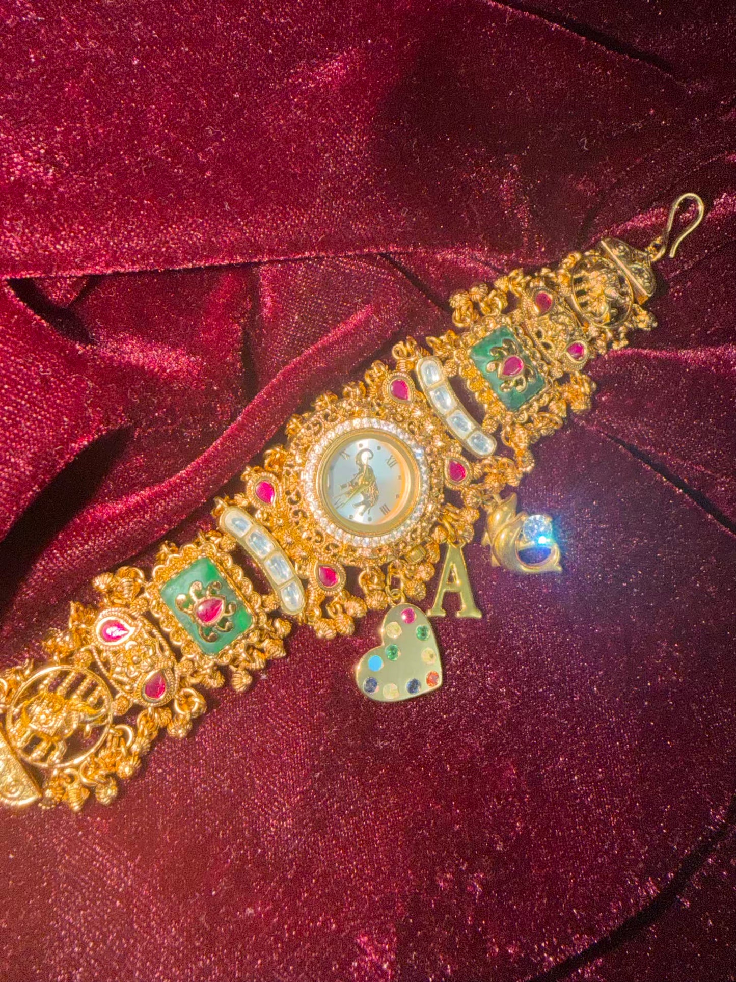 Hearts Elephant Dial Maharani Watch Design Heritage Bracelet (Customise FREE Initial )