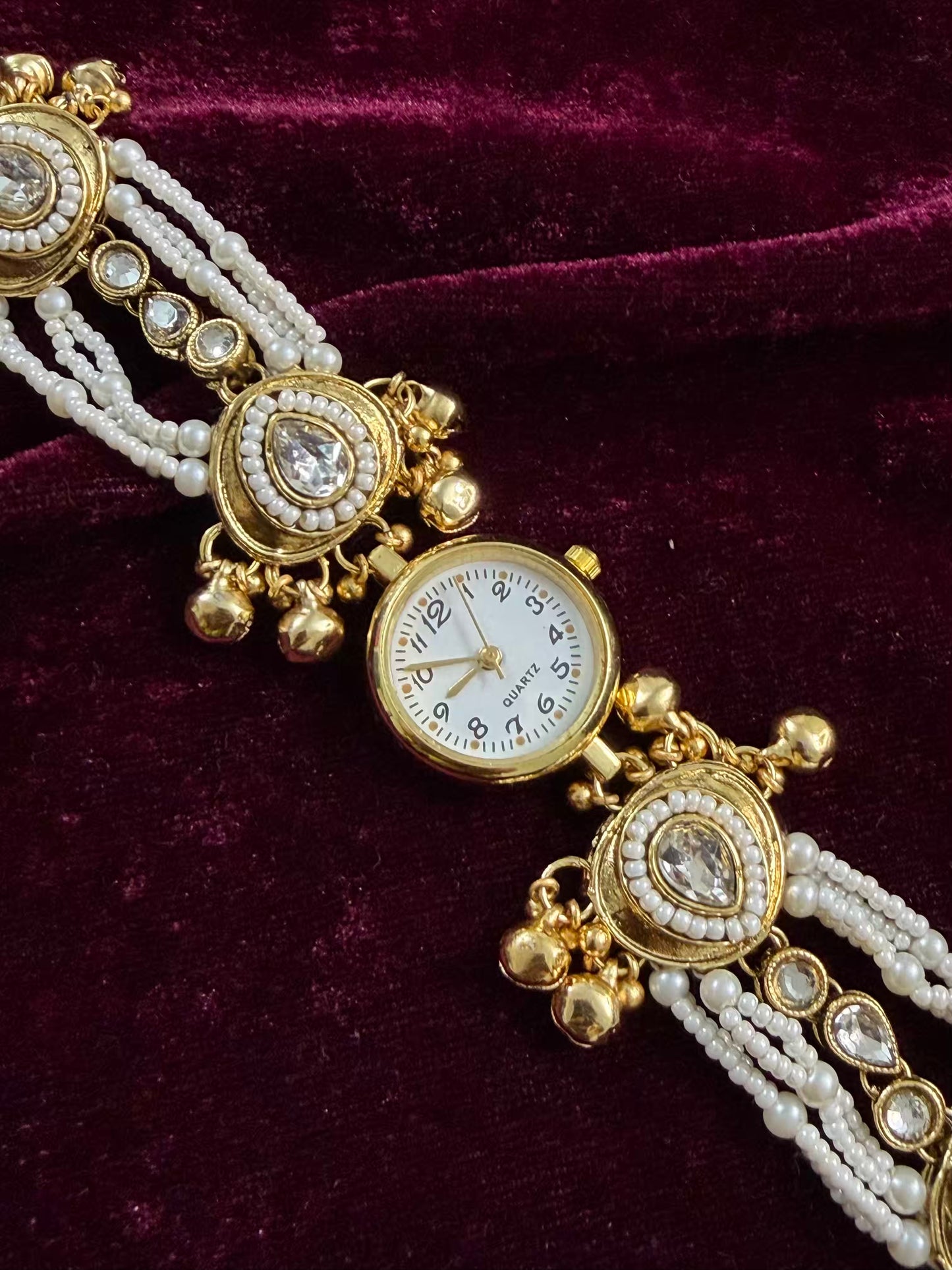 Kundan Drop Gold Maharani Watch Design Heritage Bracelet (Copy)