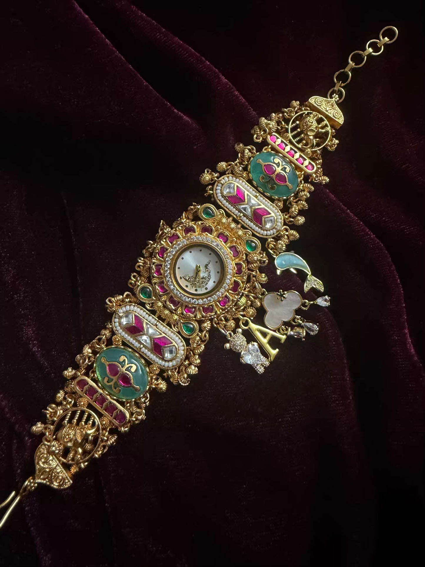 Peacock Luxury Watch Rakhi in Premium Swarovski Charms