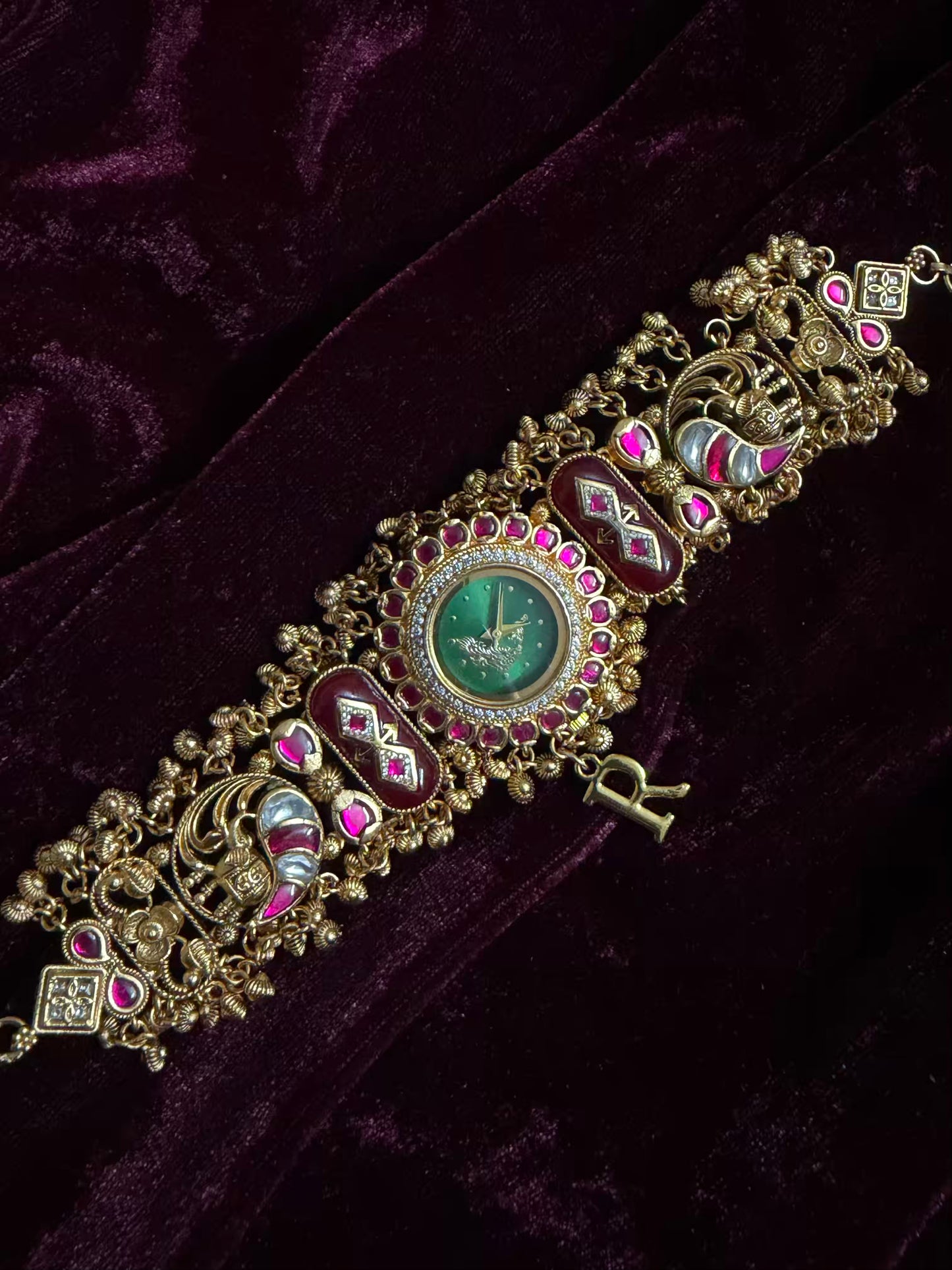 Green Peacock Dial Maharani Watch Design Heritage Bracelet ( Limited Edition )