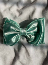 Load image into Gallery viewer, Ocean Green Layered Hair Bow Clip For Women -( Satin Textured )
