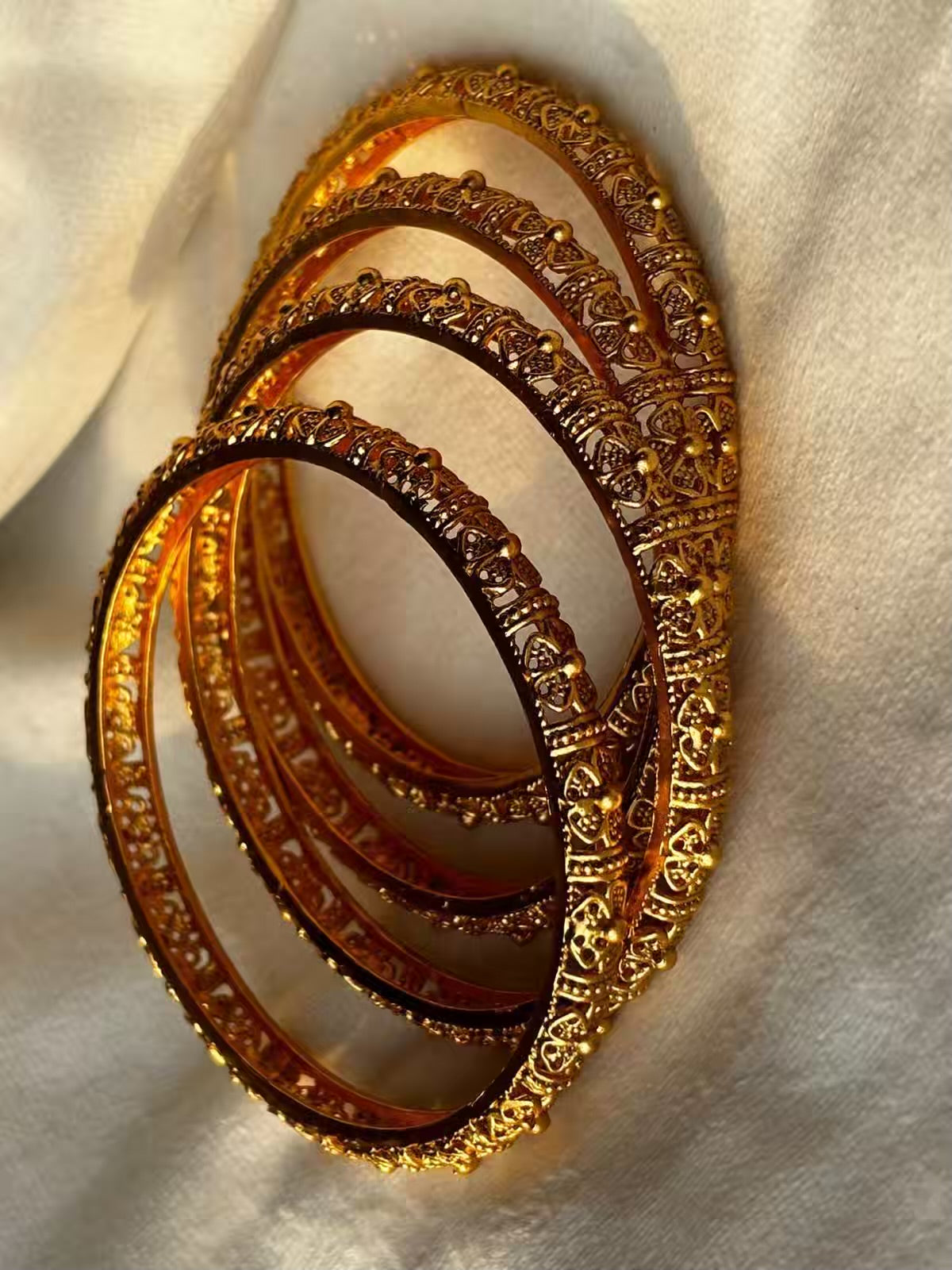 Traditional Floral Designer Bangle Gold (2.6) ( Set of 4)