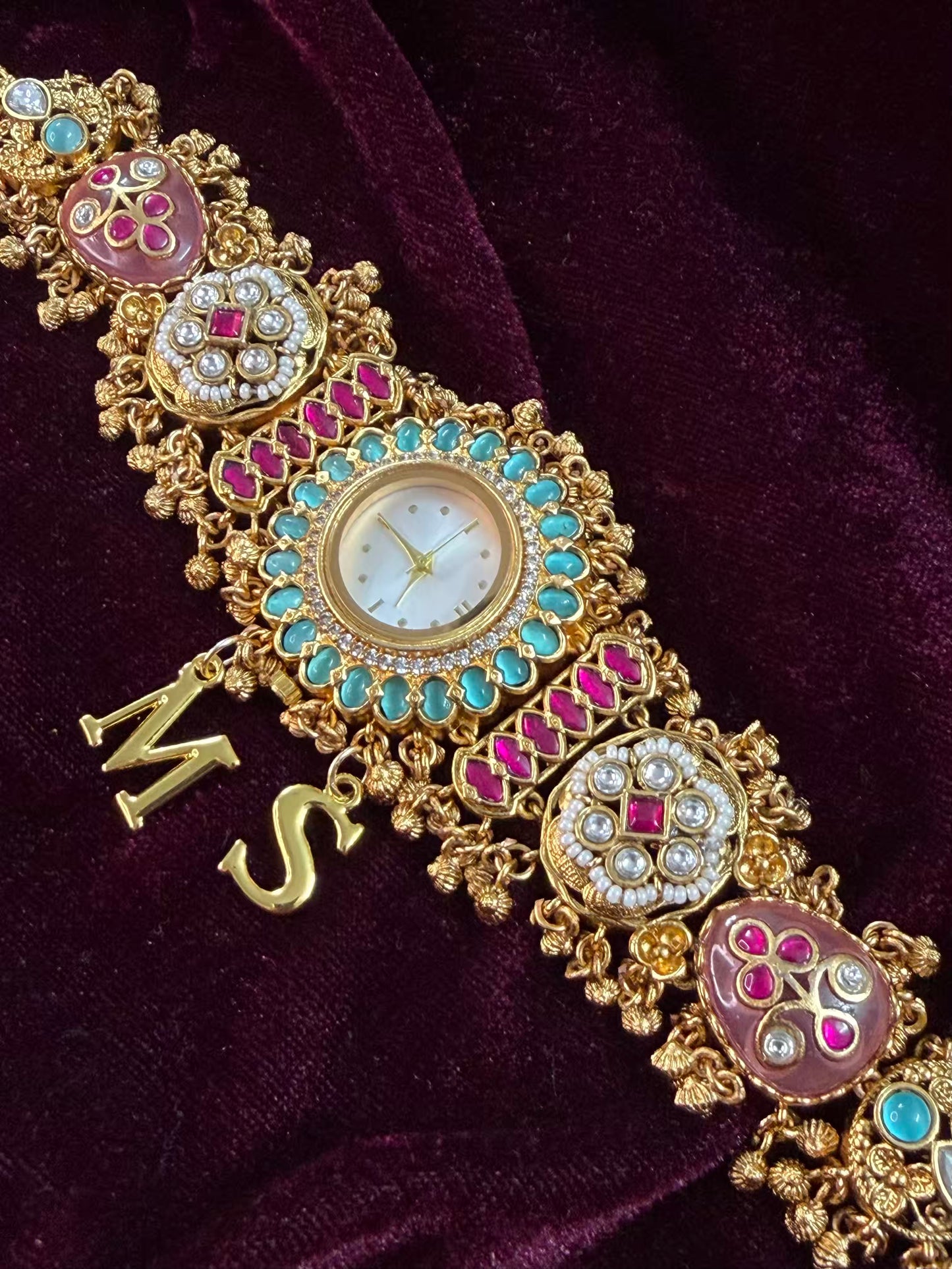 Creamy Kundan Heritage Maharani Watch Design Bracelet ( Only 2pcs Available)