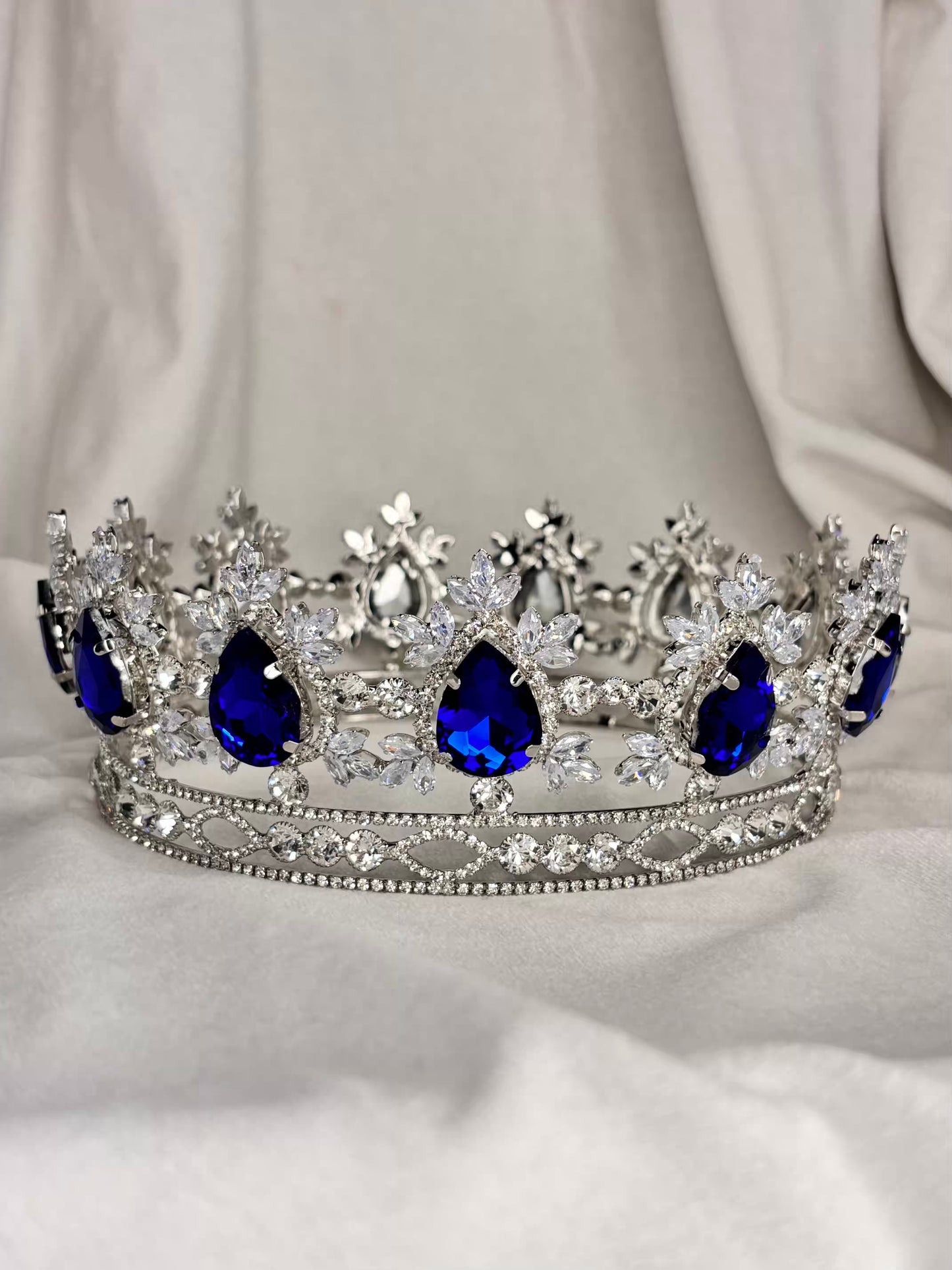 Blue Sapphire London Queen Crown - Silver Plated