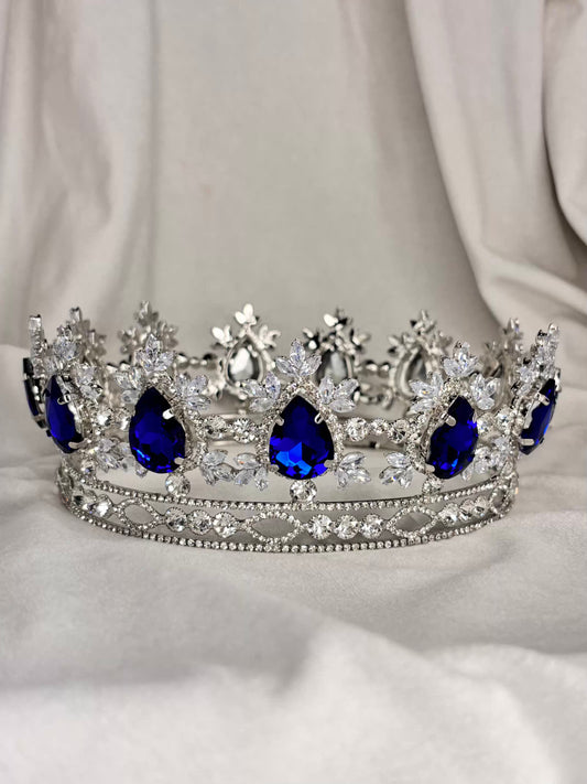 Blue Sapphire London Queen Crown - Silver Plated