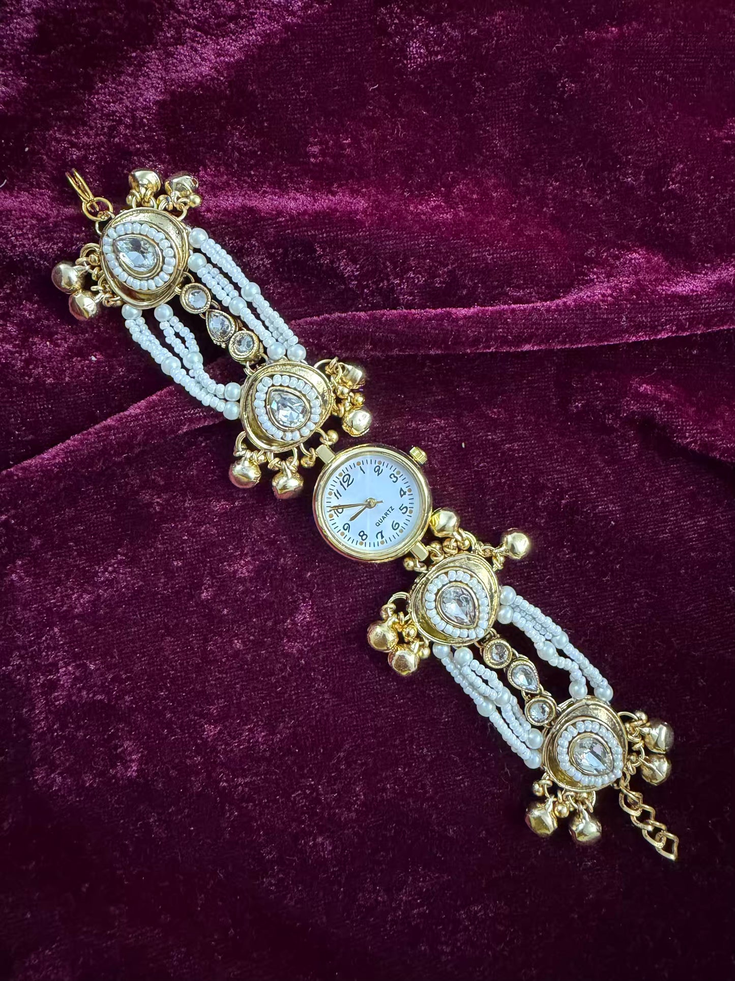 Kundan Drop Gold Maharani Watch Design Heritage Bracelet (Copy)