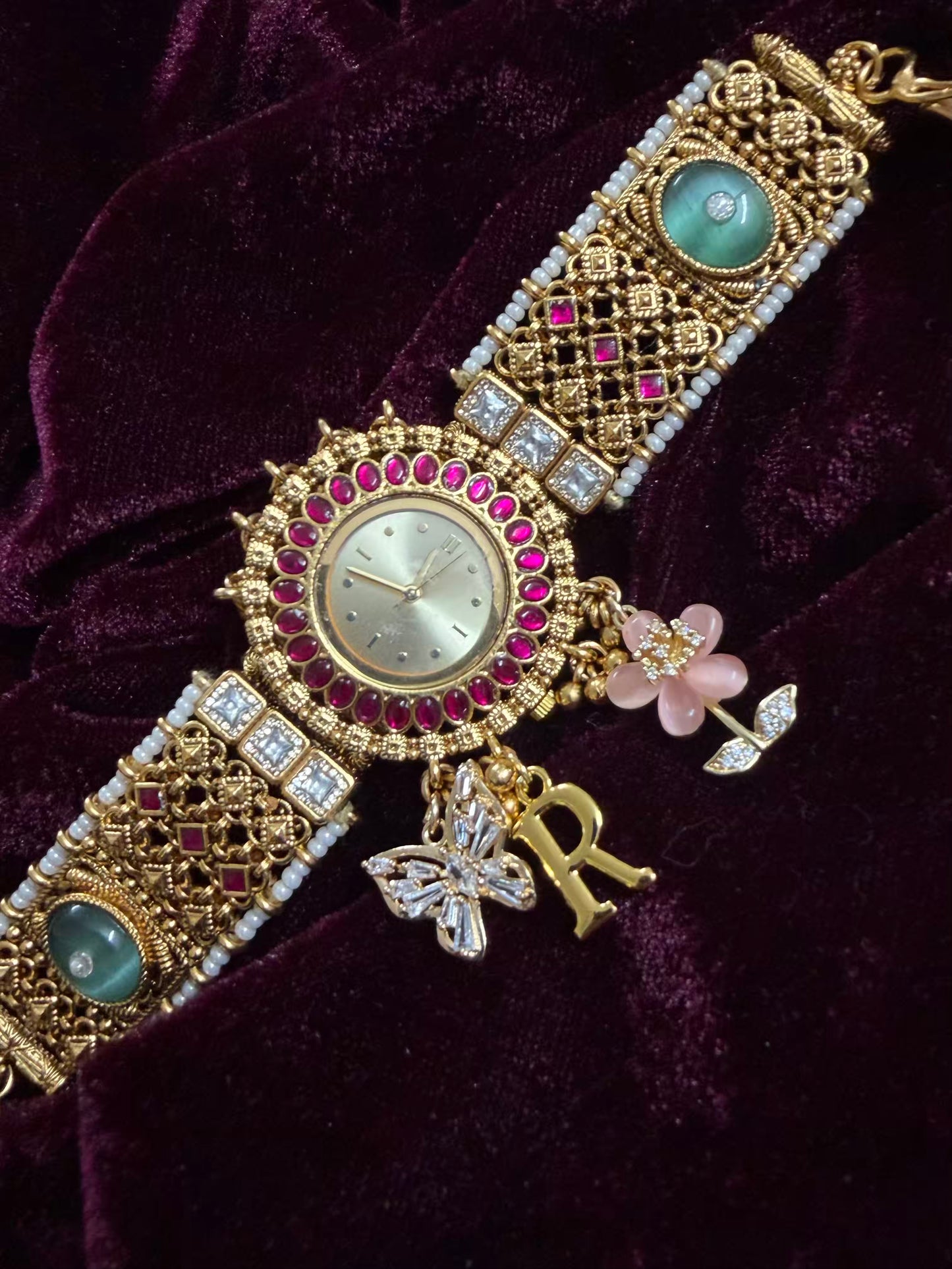 Round Dial Maharani Watch Heritage Bracelet ( Add your initial FREE ) (Copy)