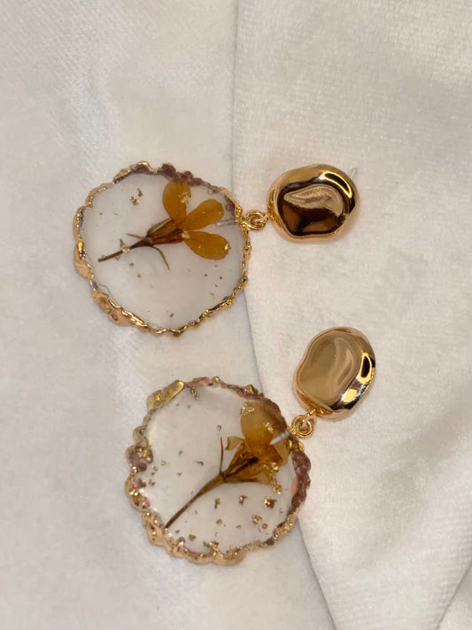 Yellow Fresh Flower Earrings - Gold Plated
