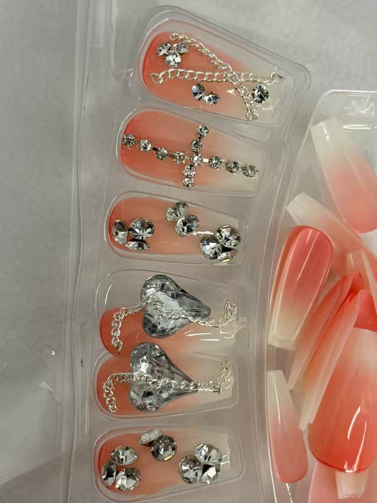 Nude Cross French Shimmery Fancy Party Bridal Press On Nails ( Set of 24 )