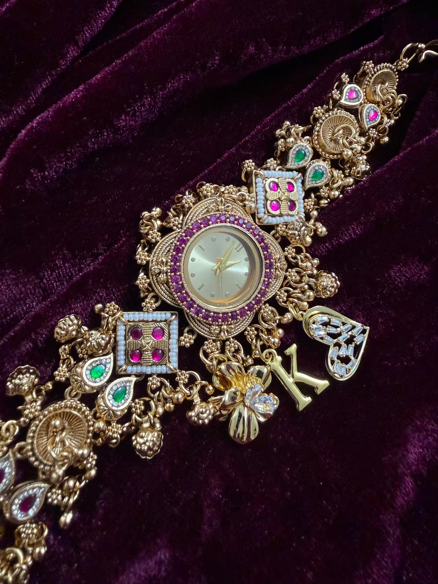 Gold Cloud Dial Heritage Watch in Premium Rajwadi plating (Free Initial)
