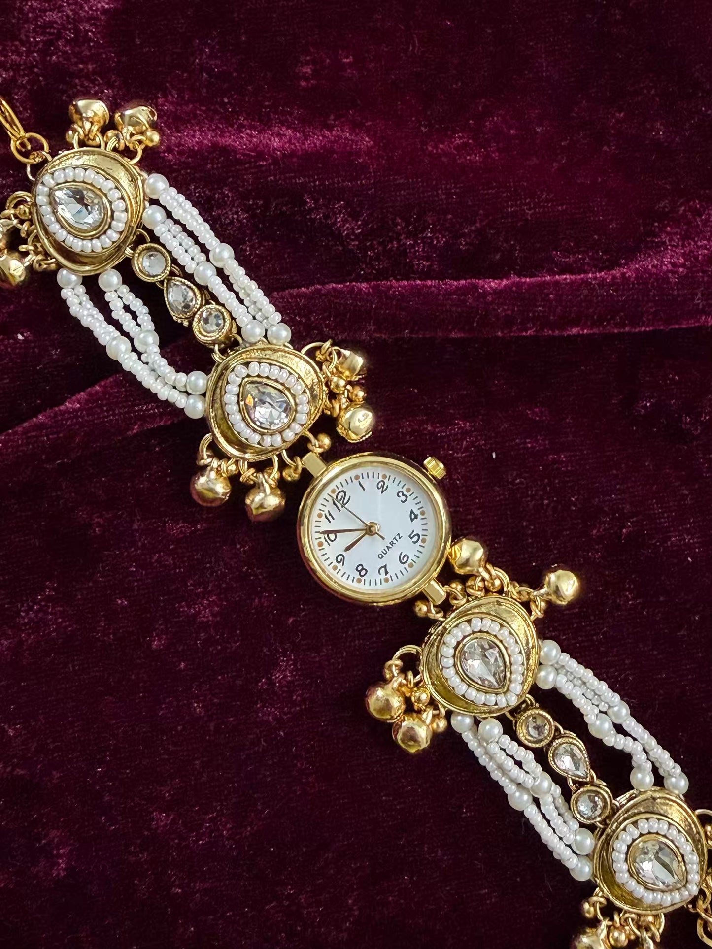 Kundan Drop Gold Maharani Watch Design Heritage Bracelet (Copy)