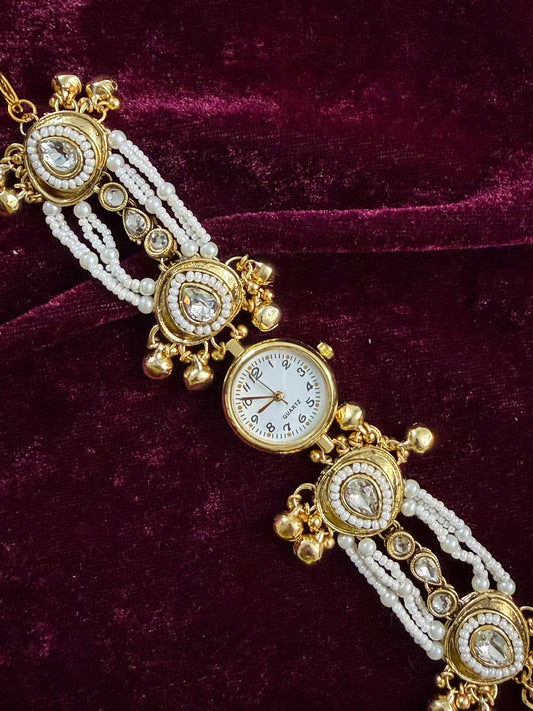 Kundan Drop Gold Maharani Watch Design Heritage Bracelet (Copy)