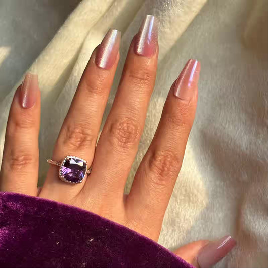 Amethyst Purple /Studded Ring ( Rose Gold) in Size 6 US