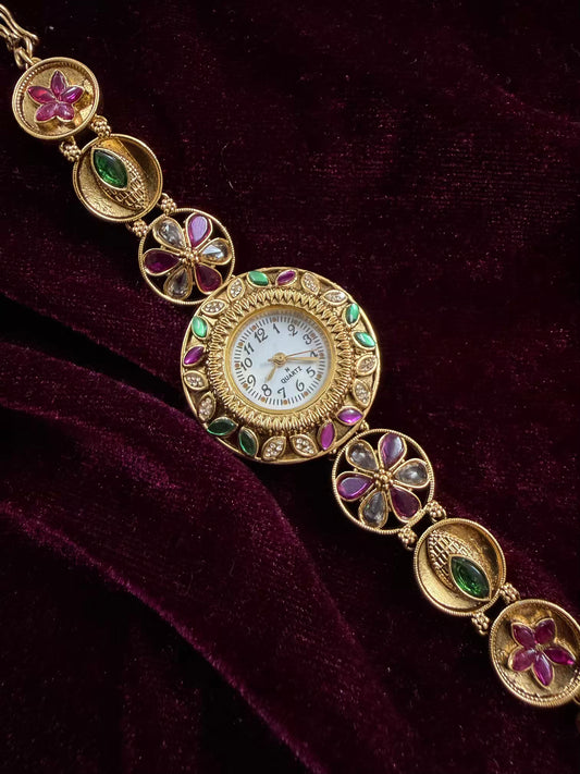 Designer Maharani Kundan Watch Design Heritage Bracelet