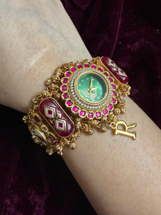 Green Peacock Dial Maharani Watch Design Heritage Bracelet ( Limited Edition )