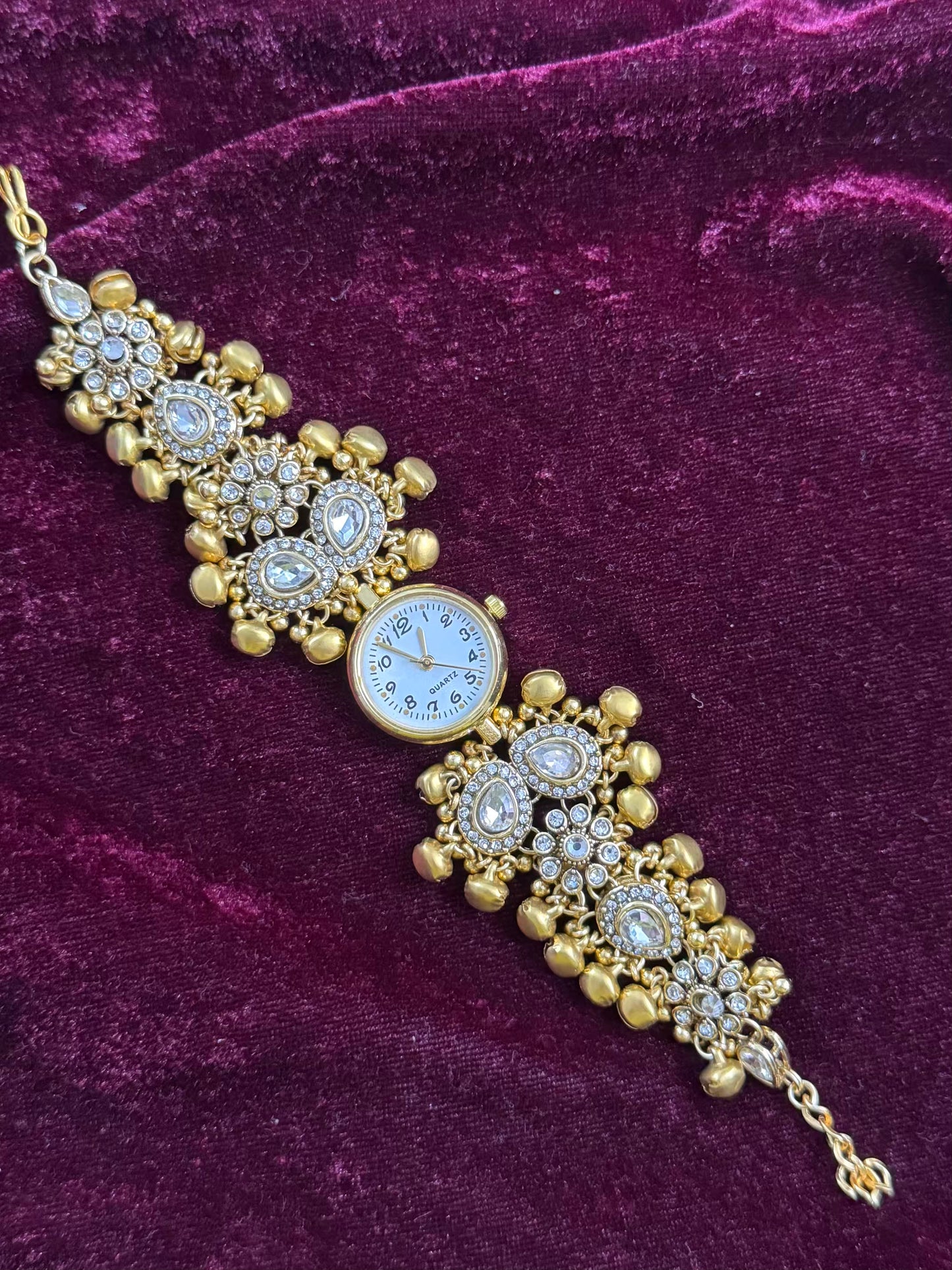 Kundan Premium Gold Maharani Watch Design Heritage Bracelet