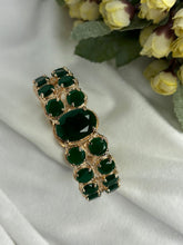 Load image into Gallery viewer, Emerald Green Blue Bracelet with Loaded Diamond (2.8 Size ) Bangle
