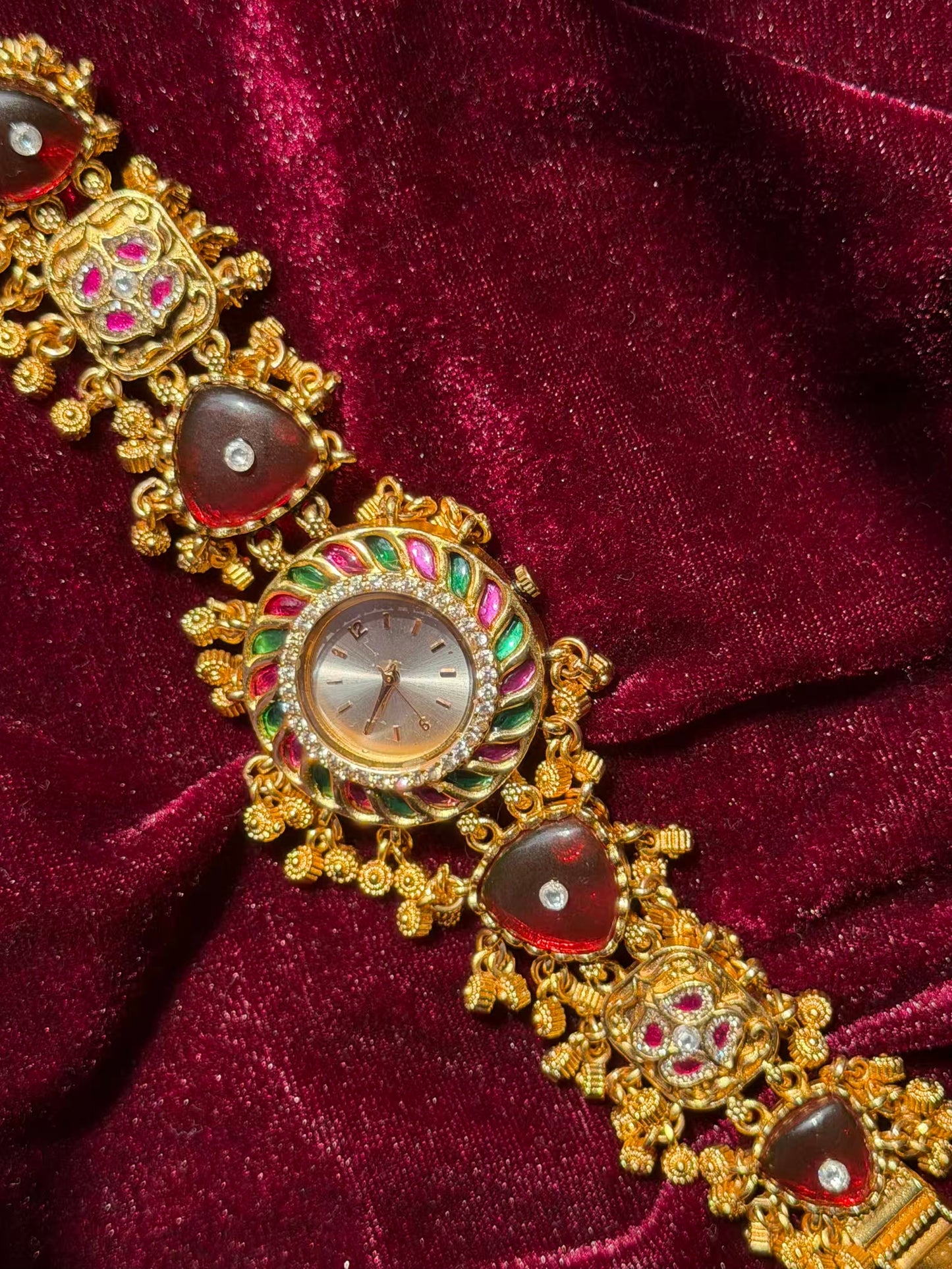 Green Red Gold Dial Loaded Green Rajwadi Gold Plated Heritage Maharani Watch ( Restocked Finally )