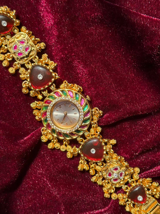 Green Red Gold Dial Loaded Green Rajwadi Gold Plated Heritage Maharani Watch ( Restocked Finally )