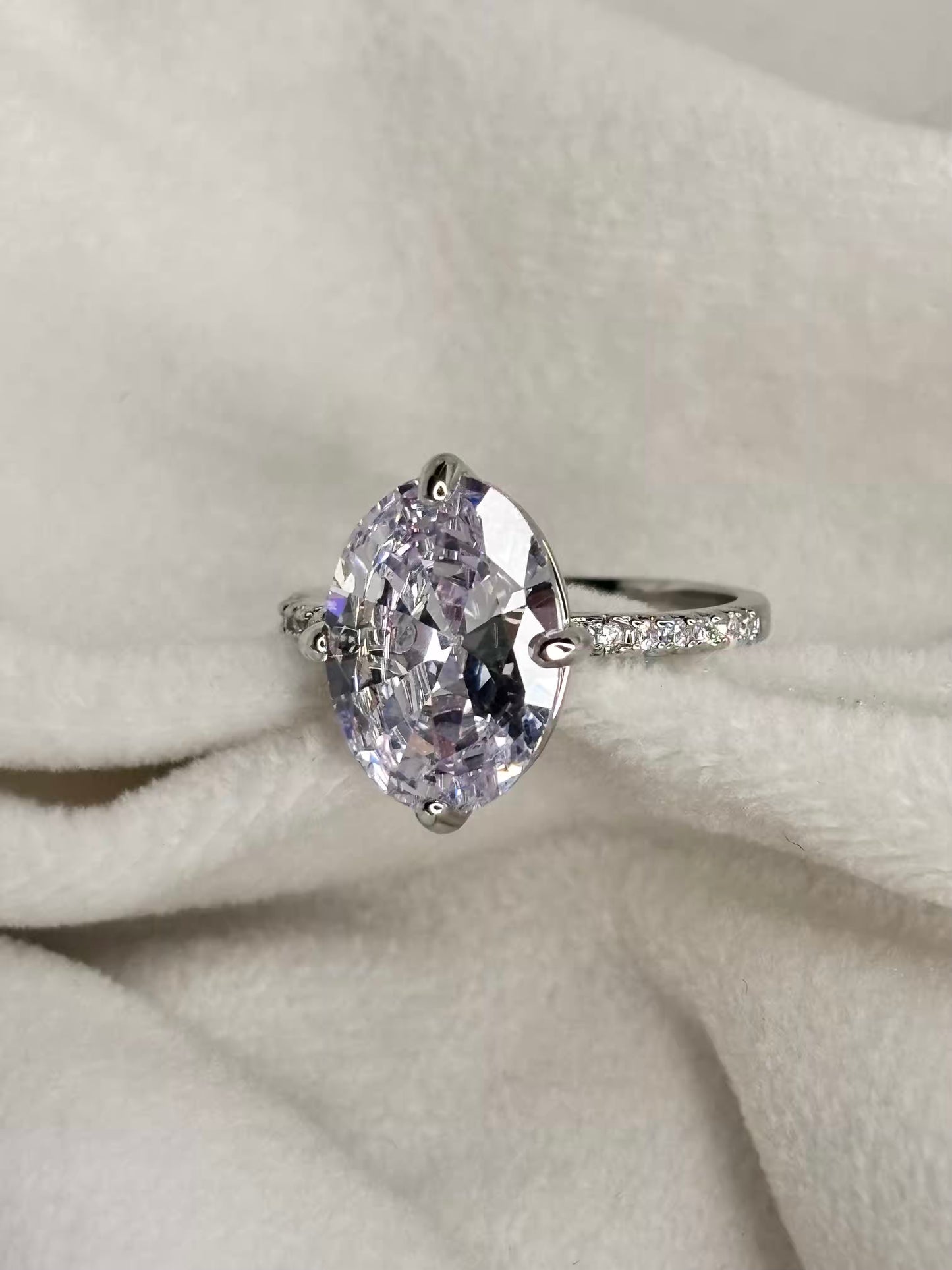 Oval Solitaire Ring - Silver