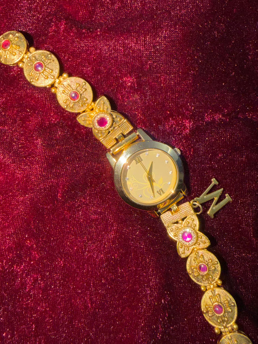 Gold Diamonds Kundan Watch Design Heritage Bracelet