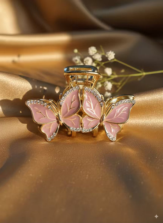 Lilac Butterfly Premium Claw Clip - Silver Plated