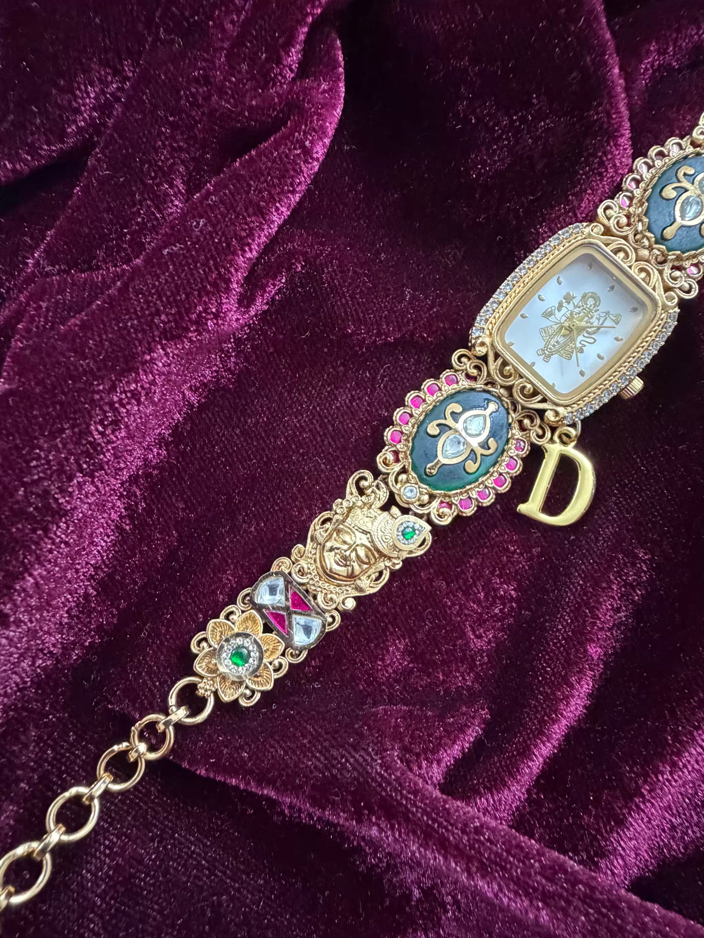 Shreenathji Krishna Maharani Heritage Watch Rakhi in Premium Swarovski (Free Initial)