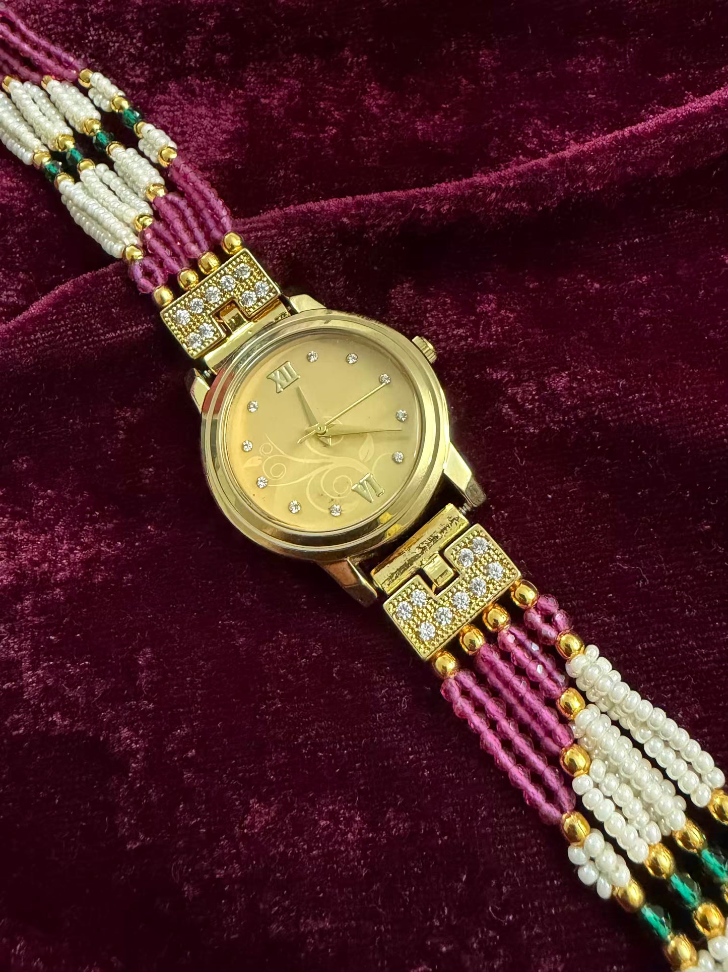 Gold Dial Royal Pink Maharani Watch Design Heritage Bracelet