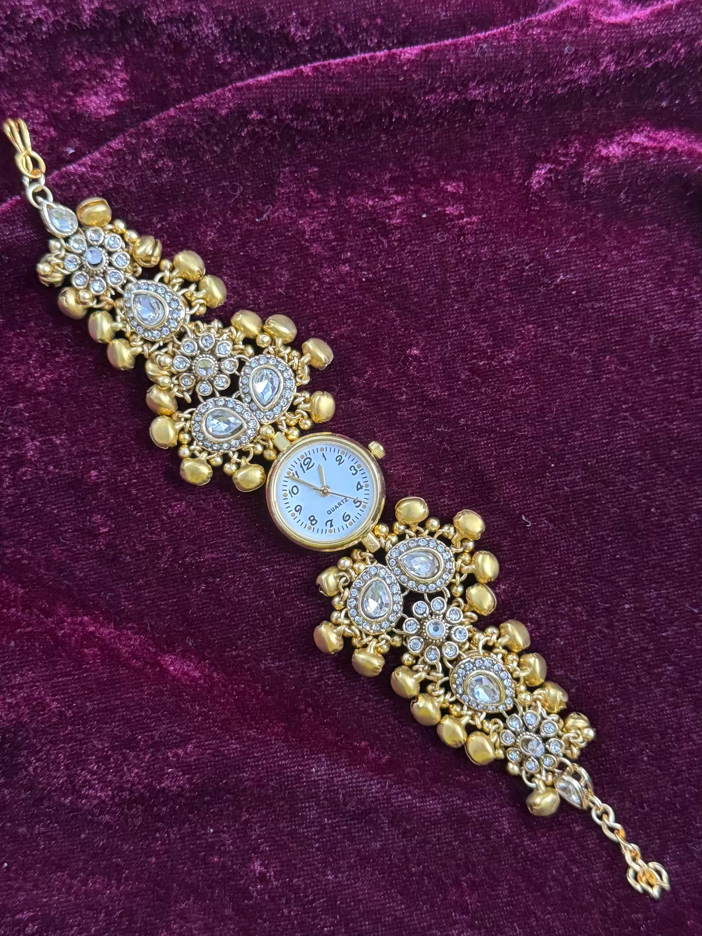 Kundan Premium Gold Maharani Watch Design Heritage Bracelet