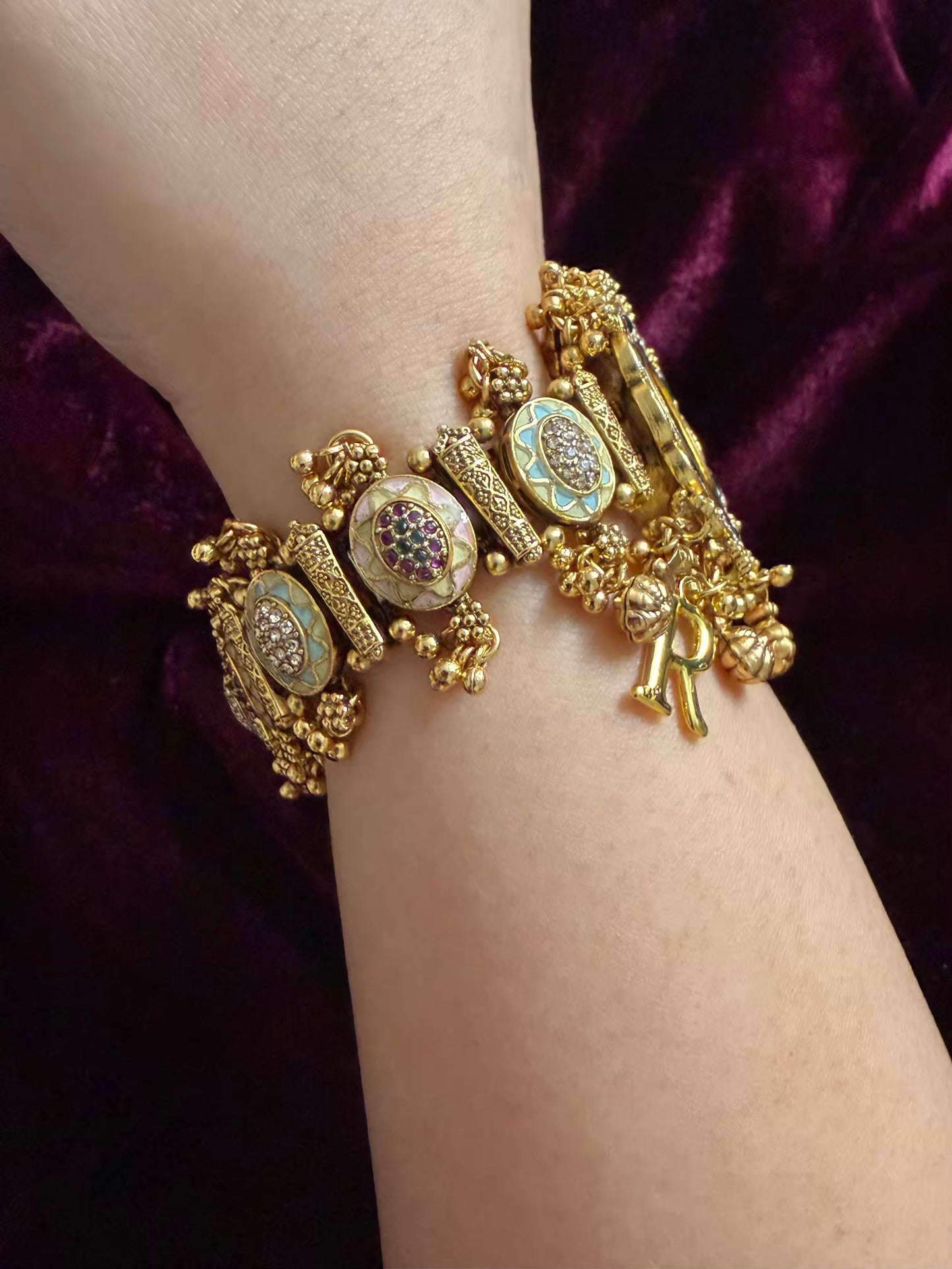 Ghungroo Pink Green Maharani Watch ( Customise Free Initial )( Random side strap colour)