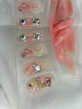 Load image into Gallery viewer, Baby Pink Half Moon Shimmery Fancy Party Bridal Press On Nails ( Set of 24 )
