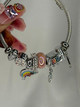 Load image into Gallery viewer, Pandora Charms Rainbow Bracelet With Customised Initial ( Silver )
