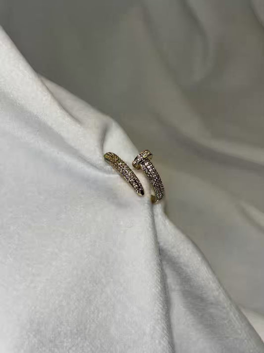 Nail Studded Adjustable Ring ( Gold )