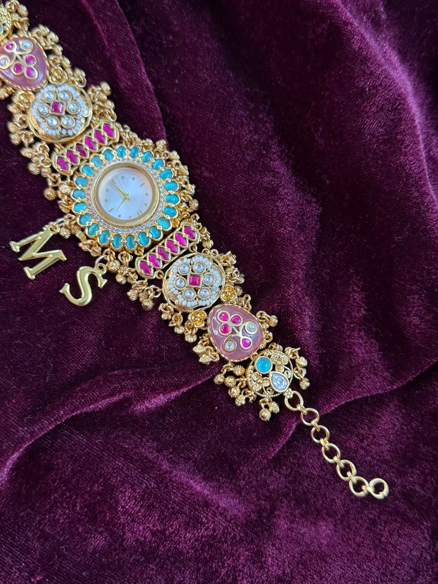 Creamy Kundan Heritage Maharani Watch Design Bracelet ( Only 2pcs Available)