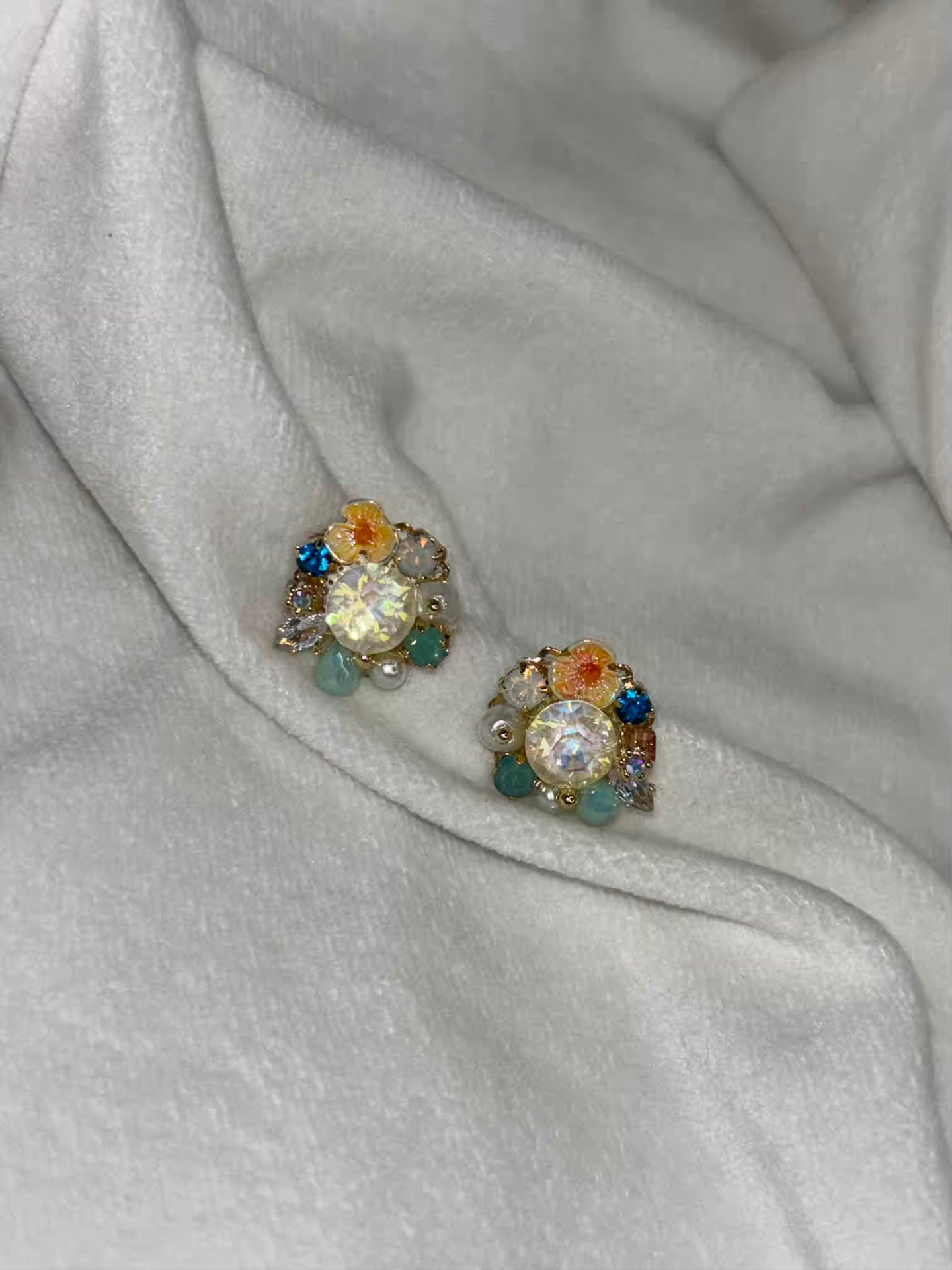 Colourful Premium Earrings Studs - Gold Plated