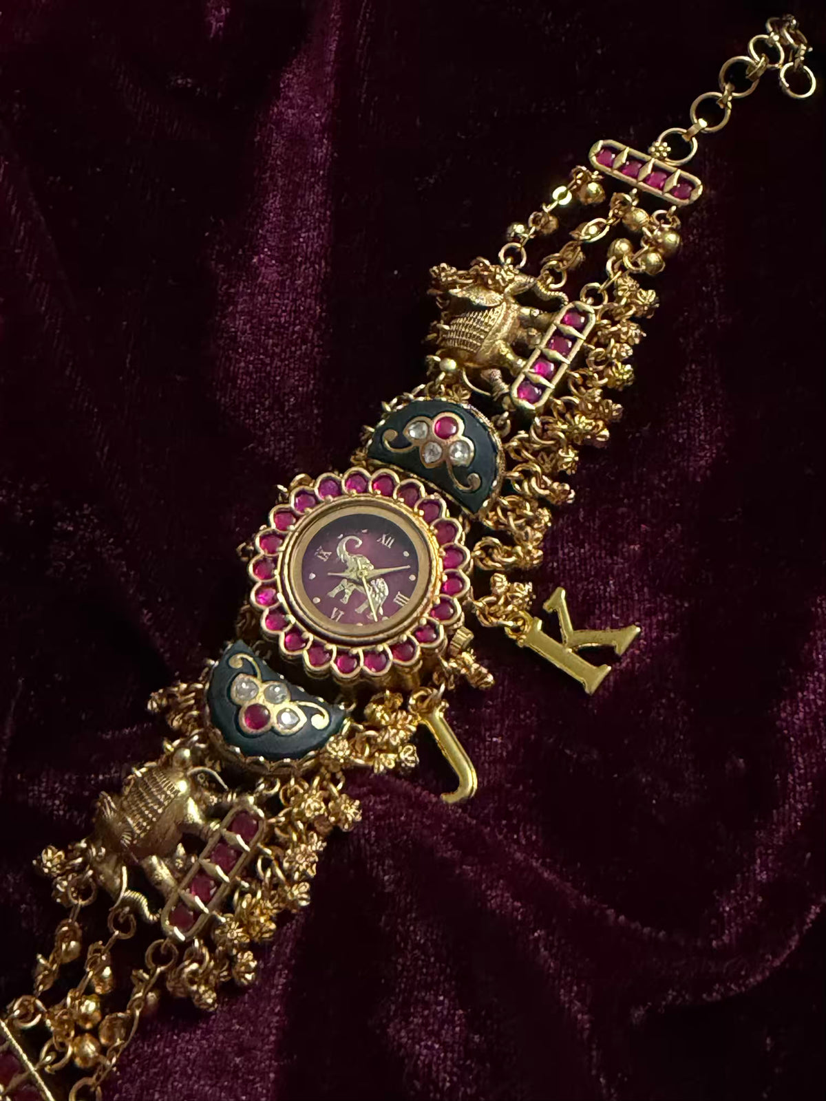 1980s Burgundy Dial Maharani Watch Heritage Bracelet