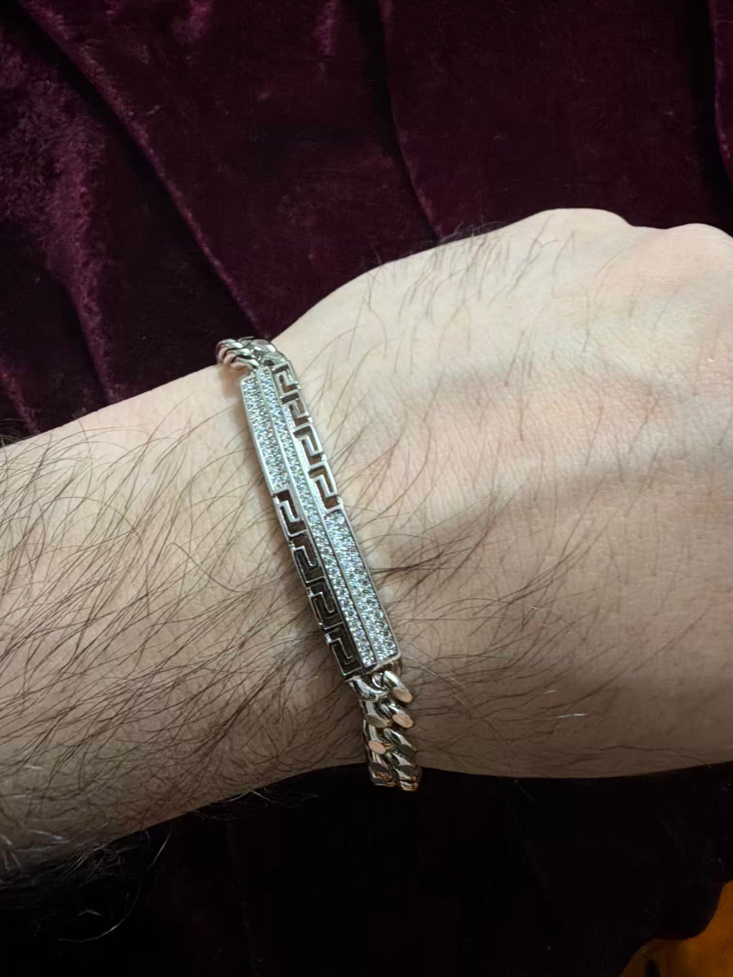 Kavach Diamond Men's Rakhi Bracelet - Silver Polish