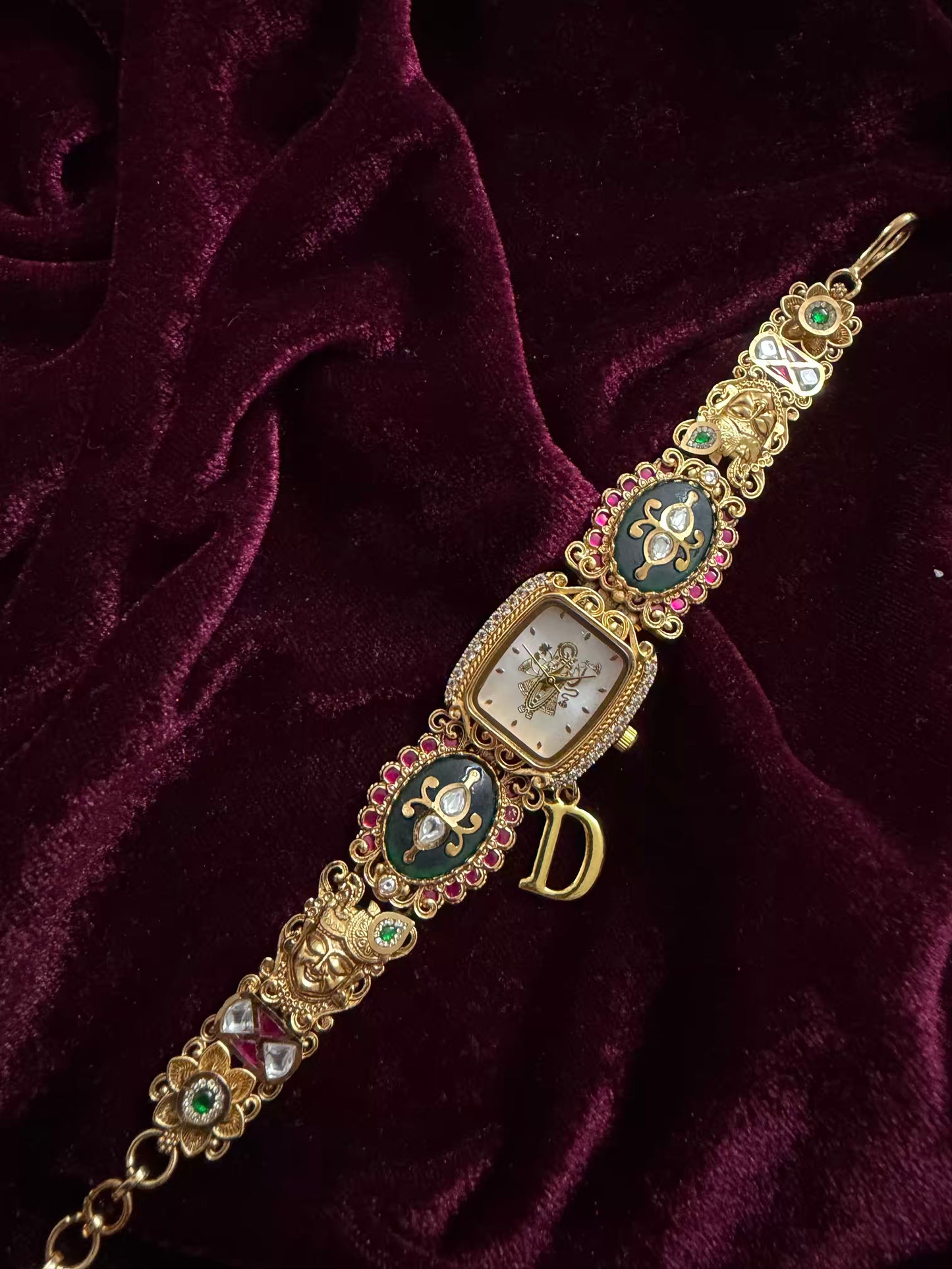 Shreenathji Krishna Maharani Heritage Watch Rakhi in Premium Swarovski (Free Initial)