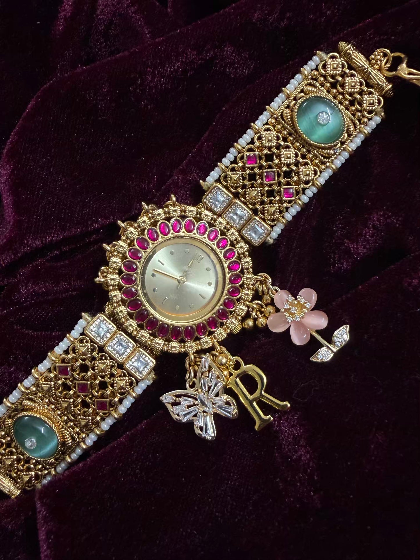Round Dial Maharani Watch Heritage Bracelet ( Add your initial FREE ) (Copy)