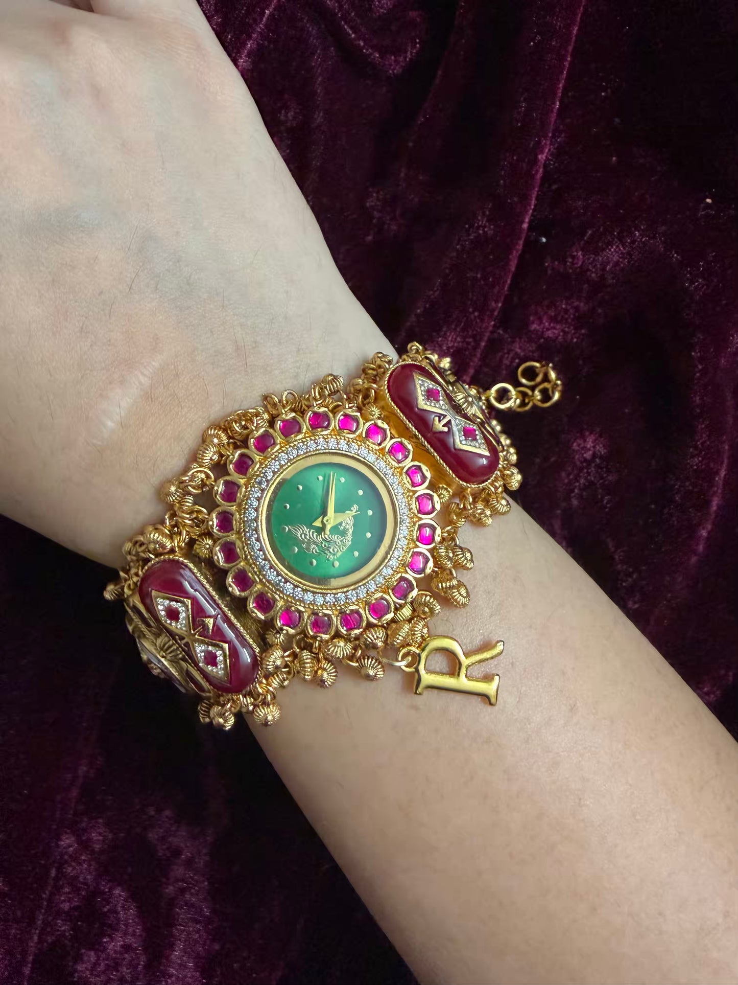 Green Peacock Dial Maharani Watch Design Heritage Bracelet ( Limited Edition )