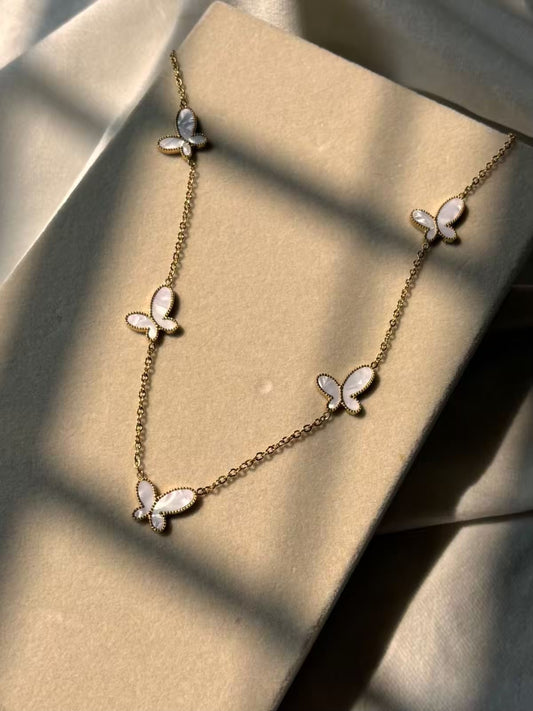 Loaded Butterfly Mother of Pearl Necklace