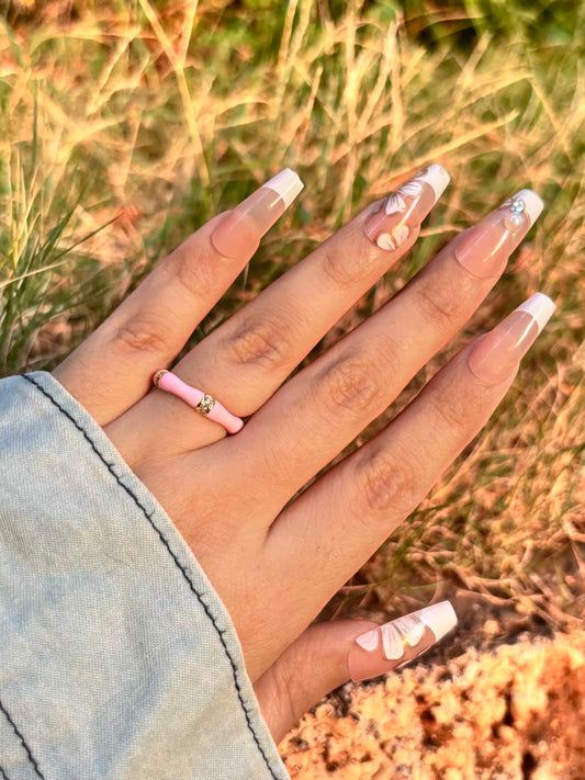 Light baby pink Bamboo Band Ring - Adjustable