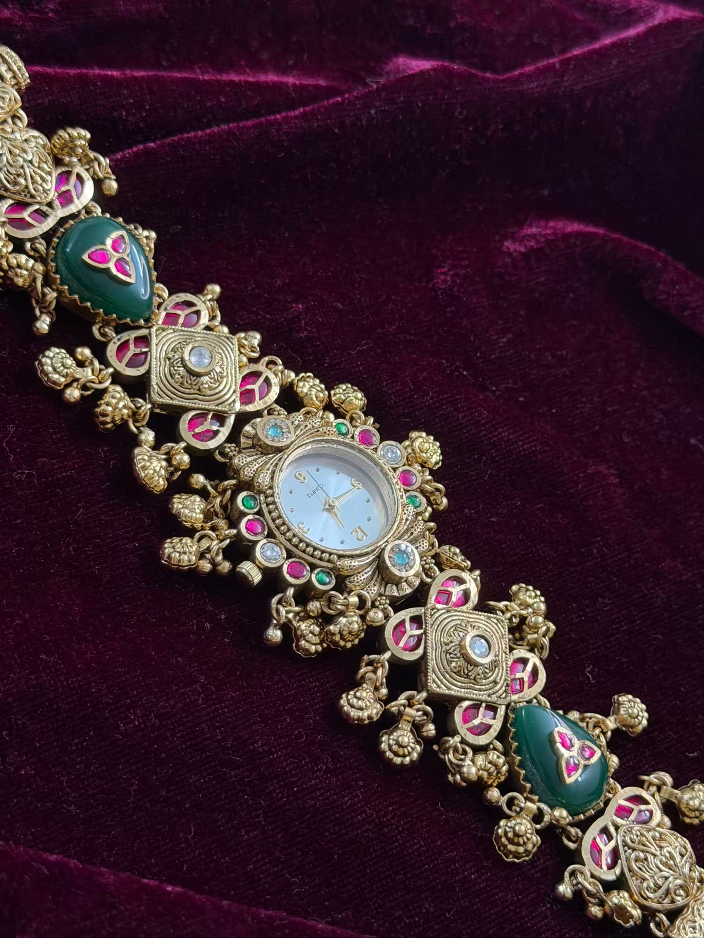 Kundan Premium Gold Maharani Watch Design Heritage Bracelet