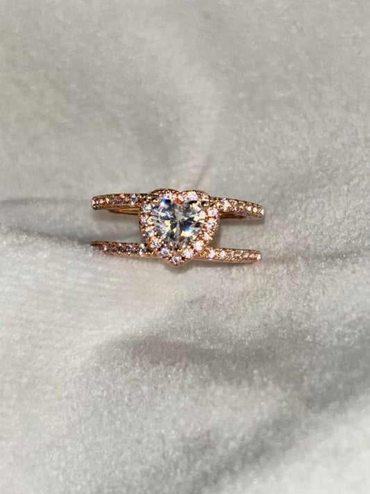 Heart Solitaire Ring Gold Adjustable