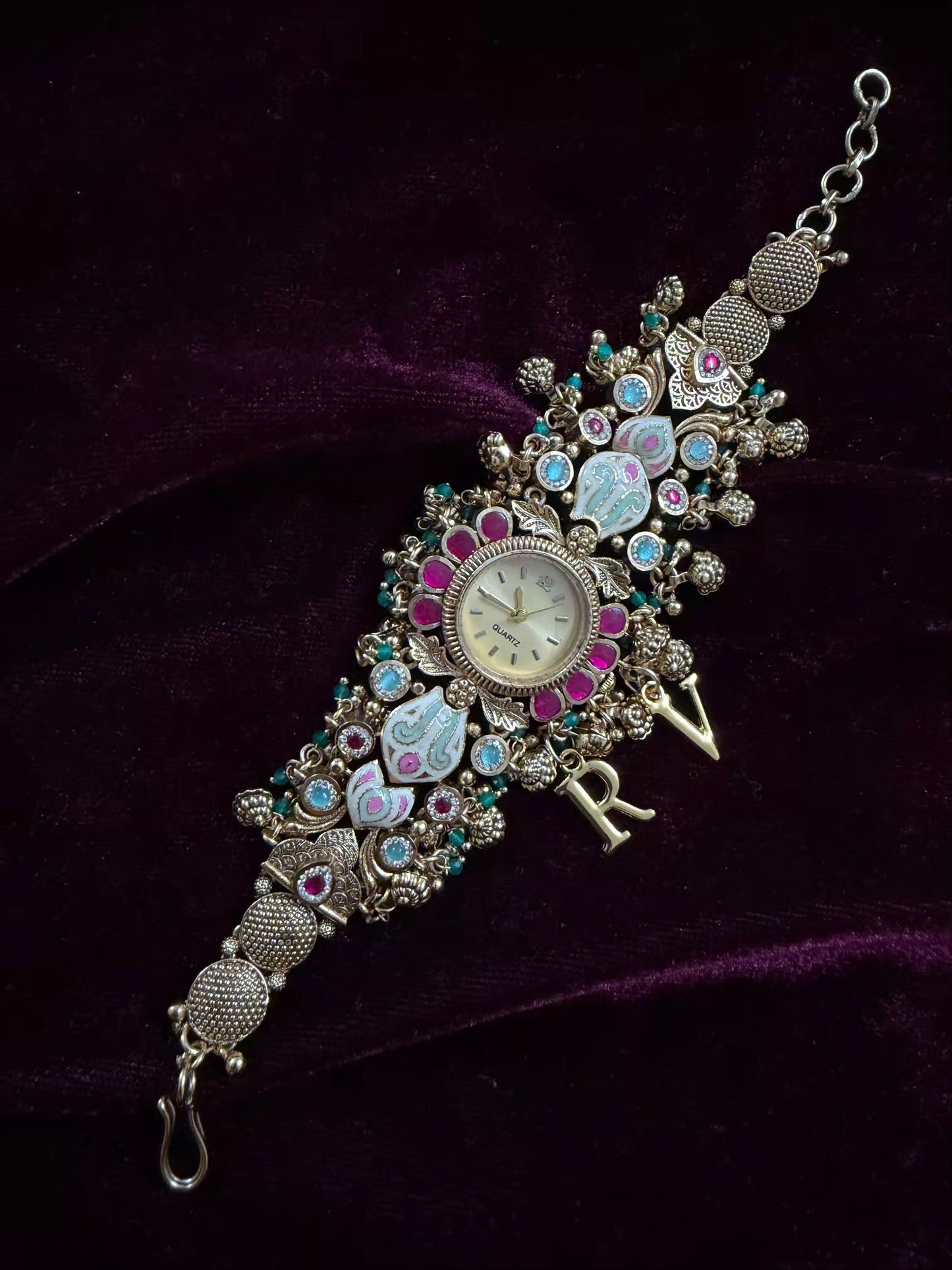 Pink Kundan Premium Gold Maharani Watch Design Heritage Bracelet
