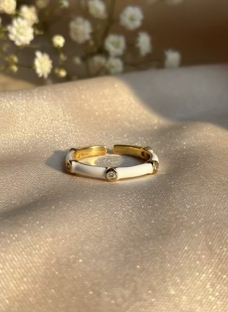 White Diamonds Gold Plated Premium Ring (Adjustable)