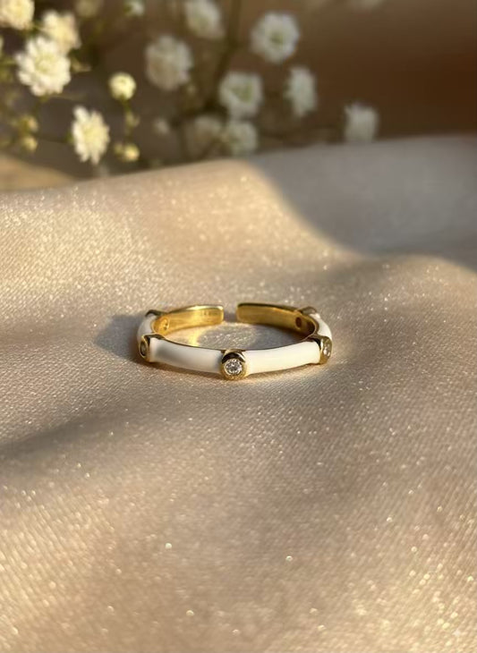 White Diamonds Gold Plated Premium Ring (Adjustable)