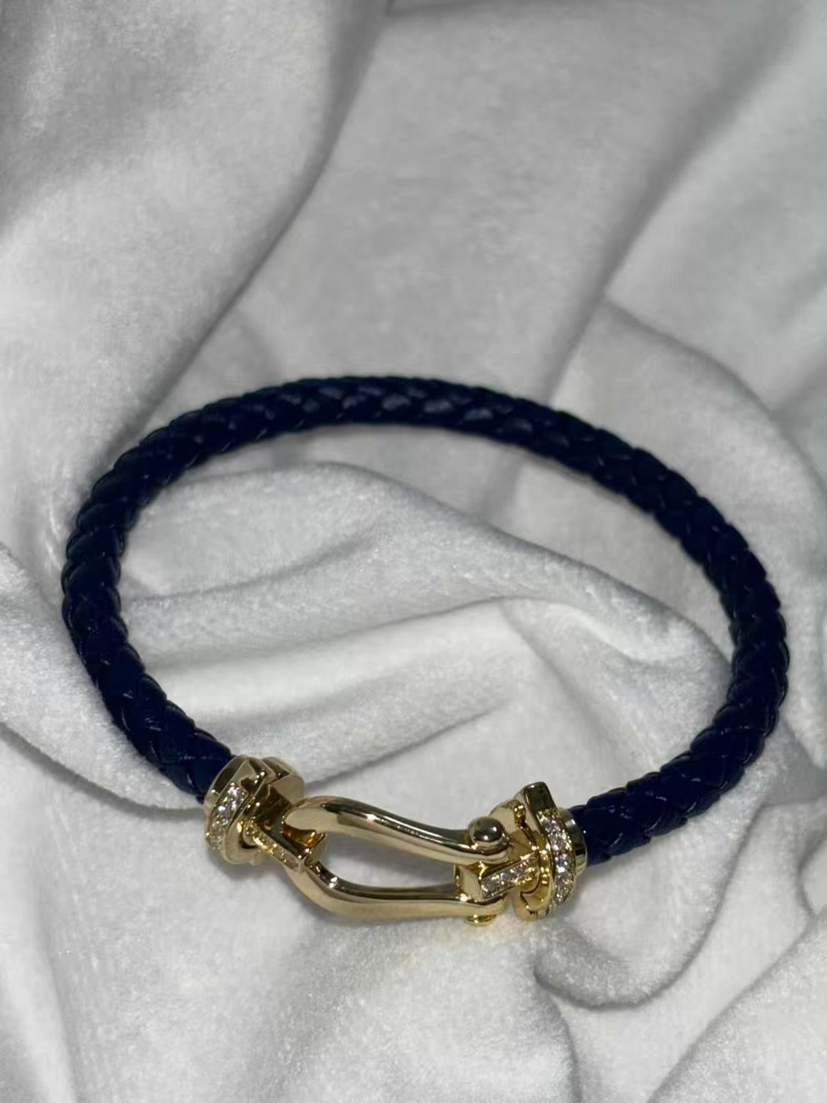 Navy Blue Belt Vegan Leather Bracelet